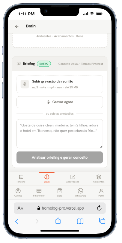 Brain — gravação de briefing